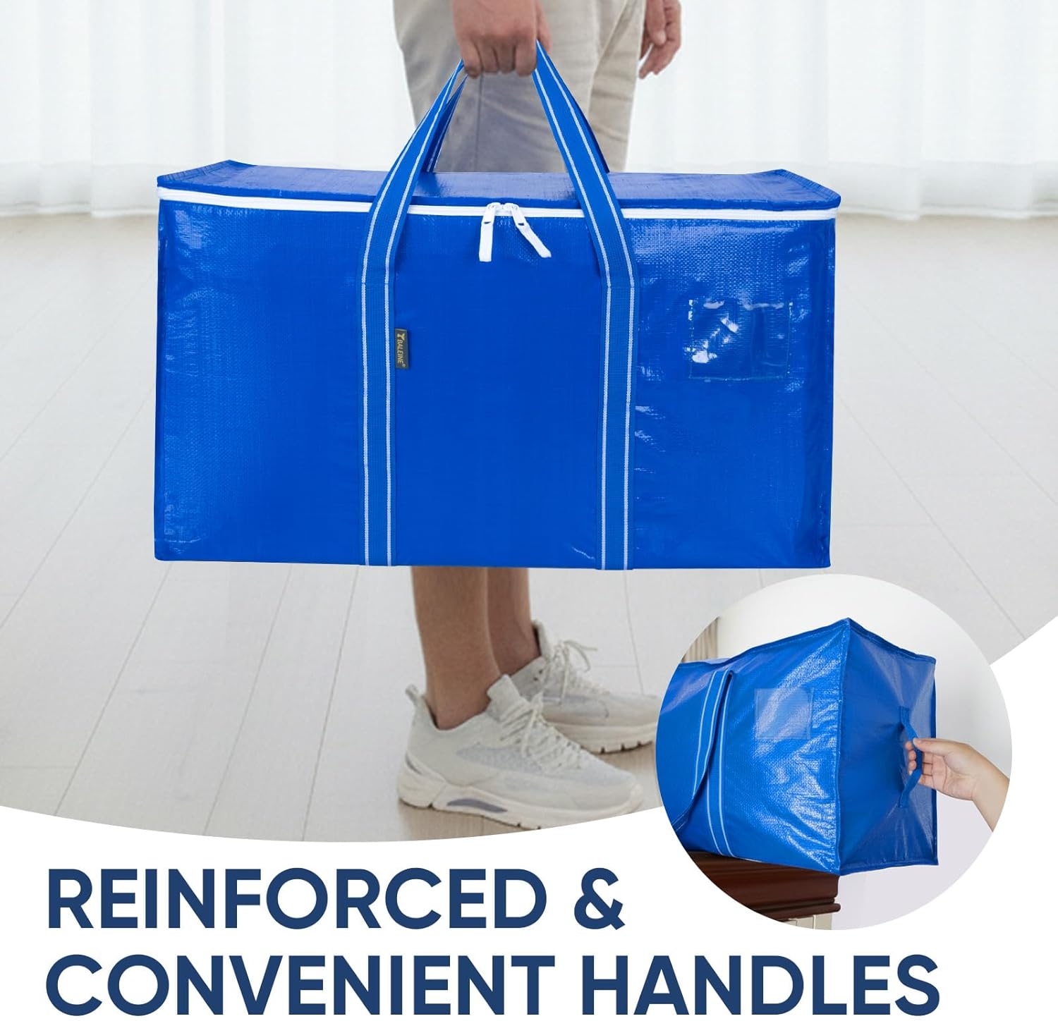BALEINE Heavy-Duty Moving Bags - 8-Pack Oversized Storage Totes with Reinforced Handles | Royal Blue