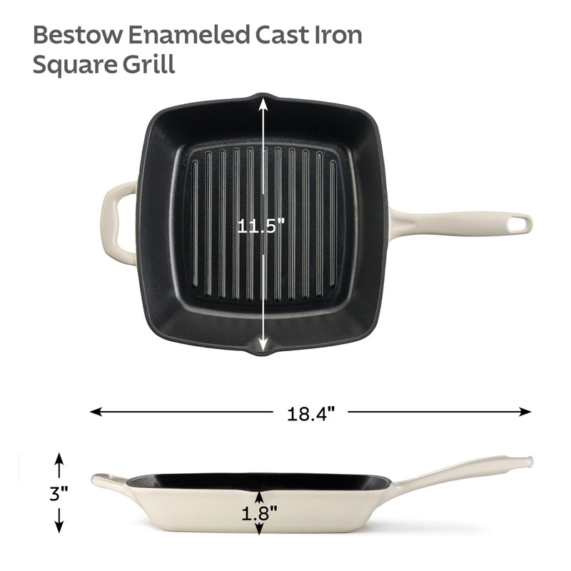 Tramontina Bestow Enameled Cast Iron Skillet with Lid, 10-inch Frying Pan, Latte with Gold Knob