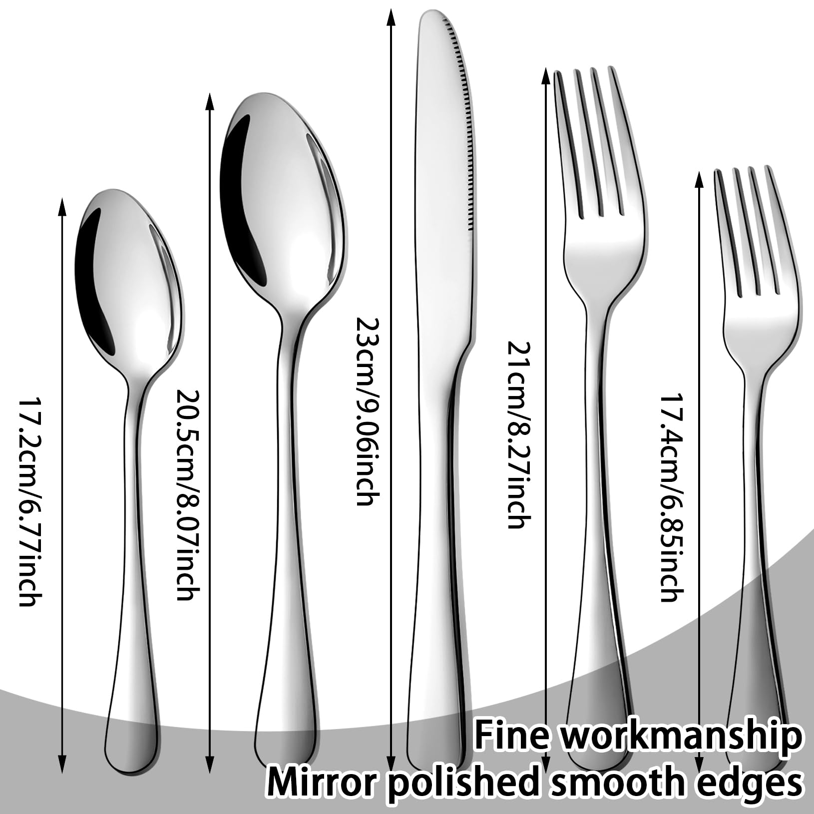 Suoundey Stainless Steel Flatware Set - Forks, Knives, and Spoons for Home and Restaurant Kitchen - Rust Resistant Cutlery Utensils (160, Silver)