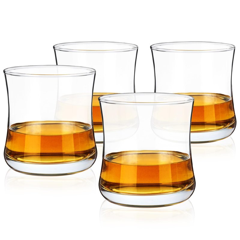 True Bourbon Glass, Whiskey Glasses, Clear Tumbler for Old Fashioned, Scotch, Vodka, Tequila, Brandy, Rum, Gin, Home Bar Glassware, 10 oz Set of 4