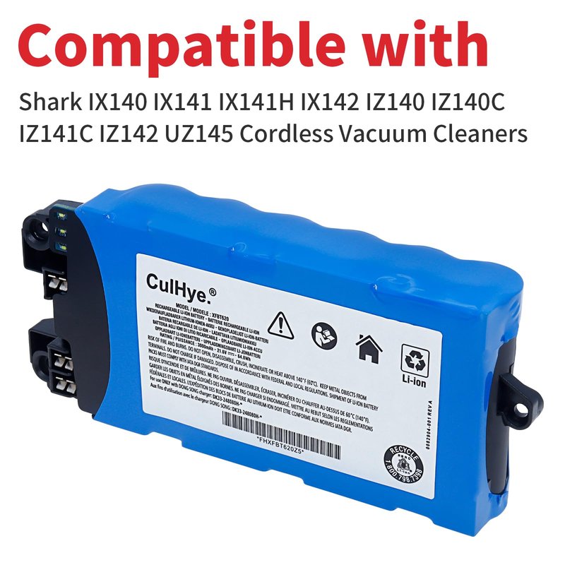 XFBT620 3000mAh Replacement Lithium-Ion Battery for Shark IX140 IX141 IX141H IX142 IZ140 IZ140C IZ141C IZ142 UZ145 Cordless Vacuum Cleaners