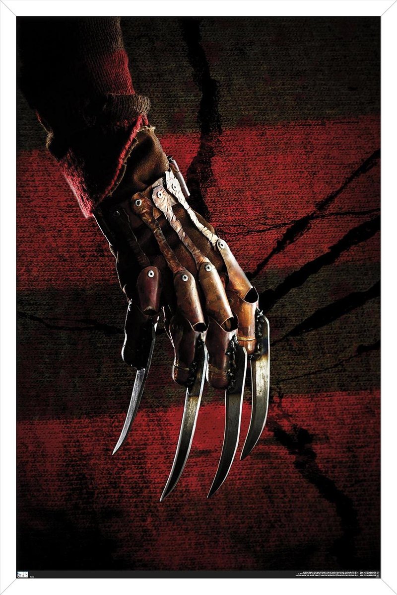 Trends International A Nightmare on Elm Street - Hand Stripes Wall Poster, 22.4L x 14.7W, White Framed Version