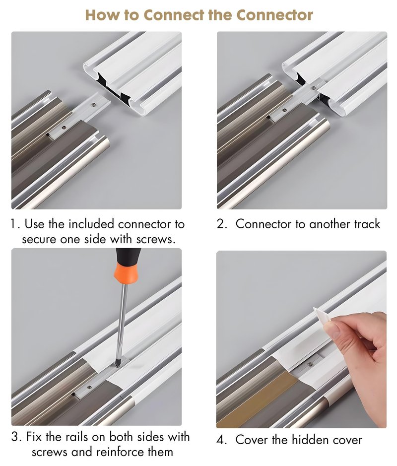 Silent Double Curtain Track Ceiling Mount 5' to 16', Wide 4" White Aluminum track Curtains Rail, Bedroom/Window/Hotel Drop Ceiling Curtains Tracks (without curtains & hooks)(Double, 12ft)