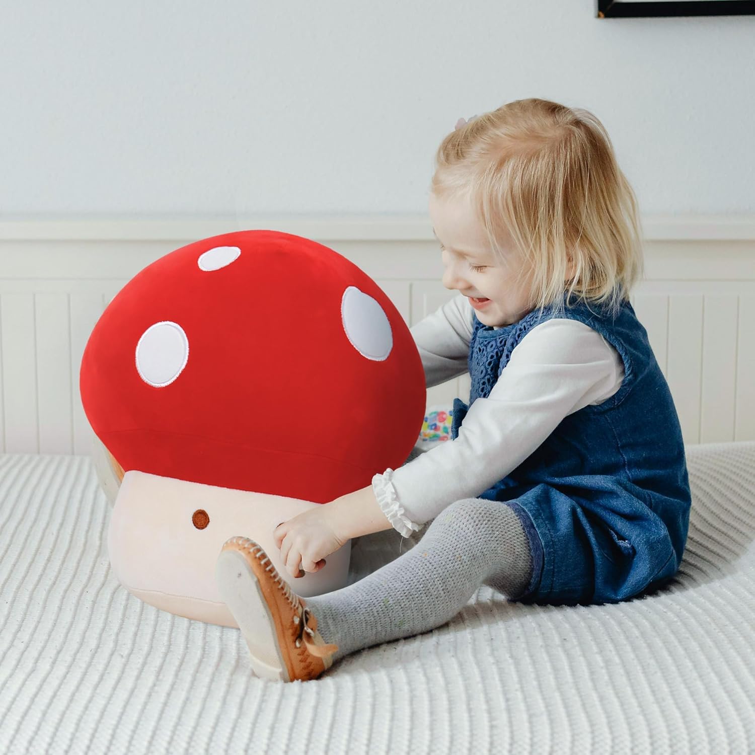WeBingo Mushroom Plush Pillow Set - 12-Inch Jumbo Stuffed Animal Decor with 3 Baby Mushrooms | Perfect Gift for Kids & Adults