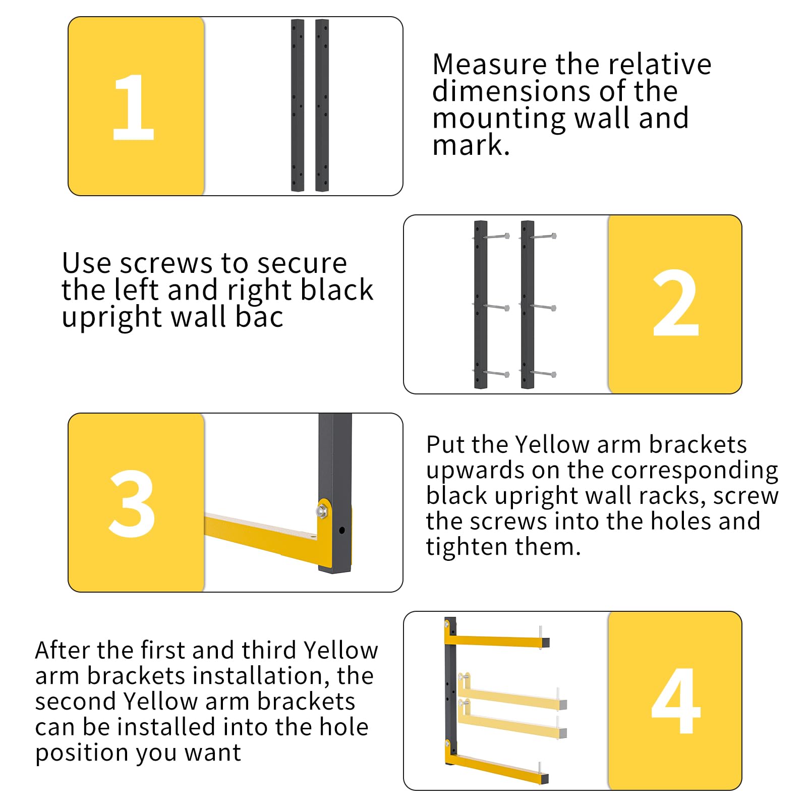 4 PACK Lumber Storage Rack Wall Mount Wood Organizer Storage Racks Heavy Duty Shelf Brackets with 6-Level System 720 LB Sturdy Folding Garage Wall Shelving, Snowboard Rack for Indoor and Outdoor
