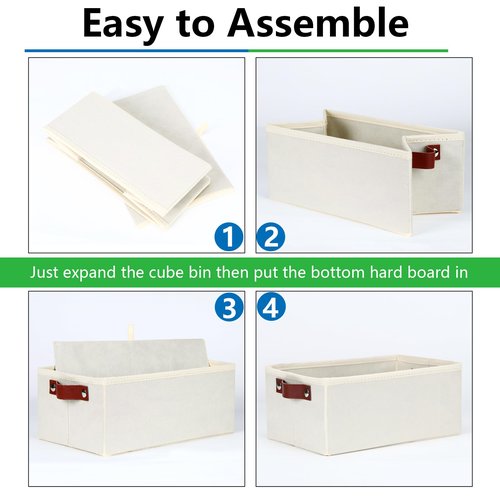 Bidtakay Collapsible Bins for Organizing - 6-Pack Hard Sided Closet Bins Cube Storage Baskets for Cabinet Pantry and Toy Organization - Ivory