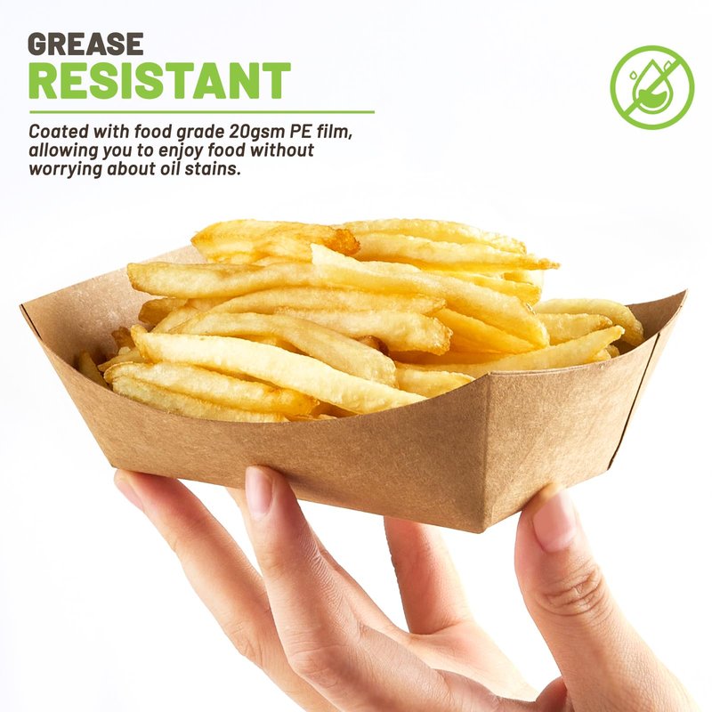 ZORRITA 1 Lb Small Paper Food Trays - 250 Pack Disposable Food Boats, Kraft Food Holders Brown Take Out Serving Baskets for Party Nachos Snacks Tacos Fries