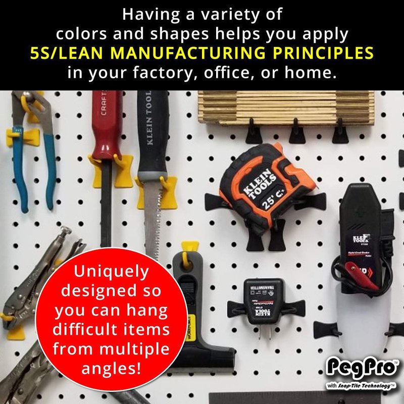 Greenleaf Industries PegPro® J, 1" & 2" Kit for Standard “Wood Fiber” pegboard – Durable Plastic Pegboard Hooks - for Garage, Kitchen, Craft Room, and More (J, 1" & 2" Hook - 72 Pack, Confetti Mix)