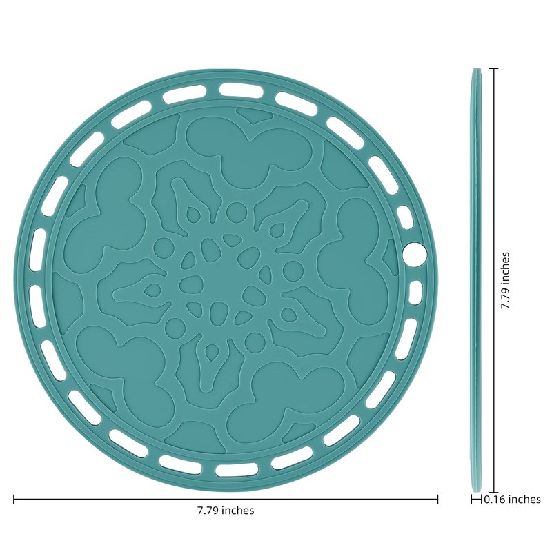 Smithcraft Teal Trivets Mats for Hot Pots and Pans, Big Round Silicone Pot Holder Hot Pads for Hot Dishes, Mats for Countertops, Tables, Spoon Rest Small Place Mats Set of 3