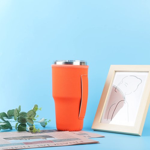 HaiMay 10 Pieces Reusable Iced Coffee Cup Sleeve Neoprene Insulated Sleeves Cups Cover Holder Tumbler Cup Drinks Sleeve Holder Idea for 30oz-32oz Cold Hot Beverages, Pure Colors Style