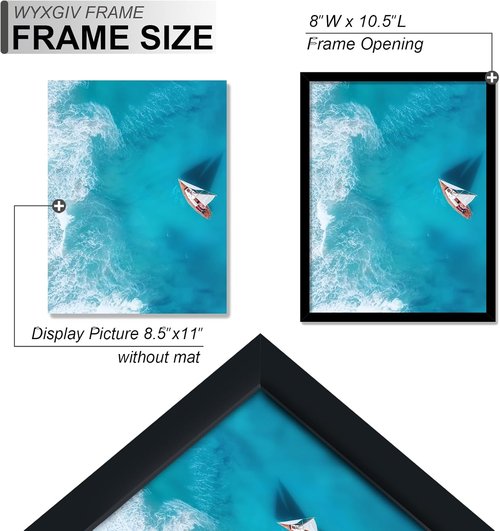 8.5x11 Picture Frame Set of 2 - Durable Black Frames with High-Clarity Plastic Display | Horizontal/Vertical