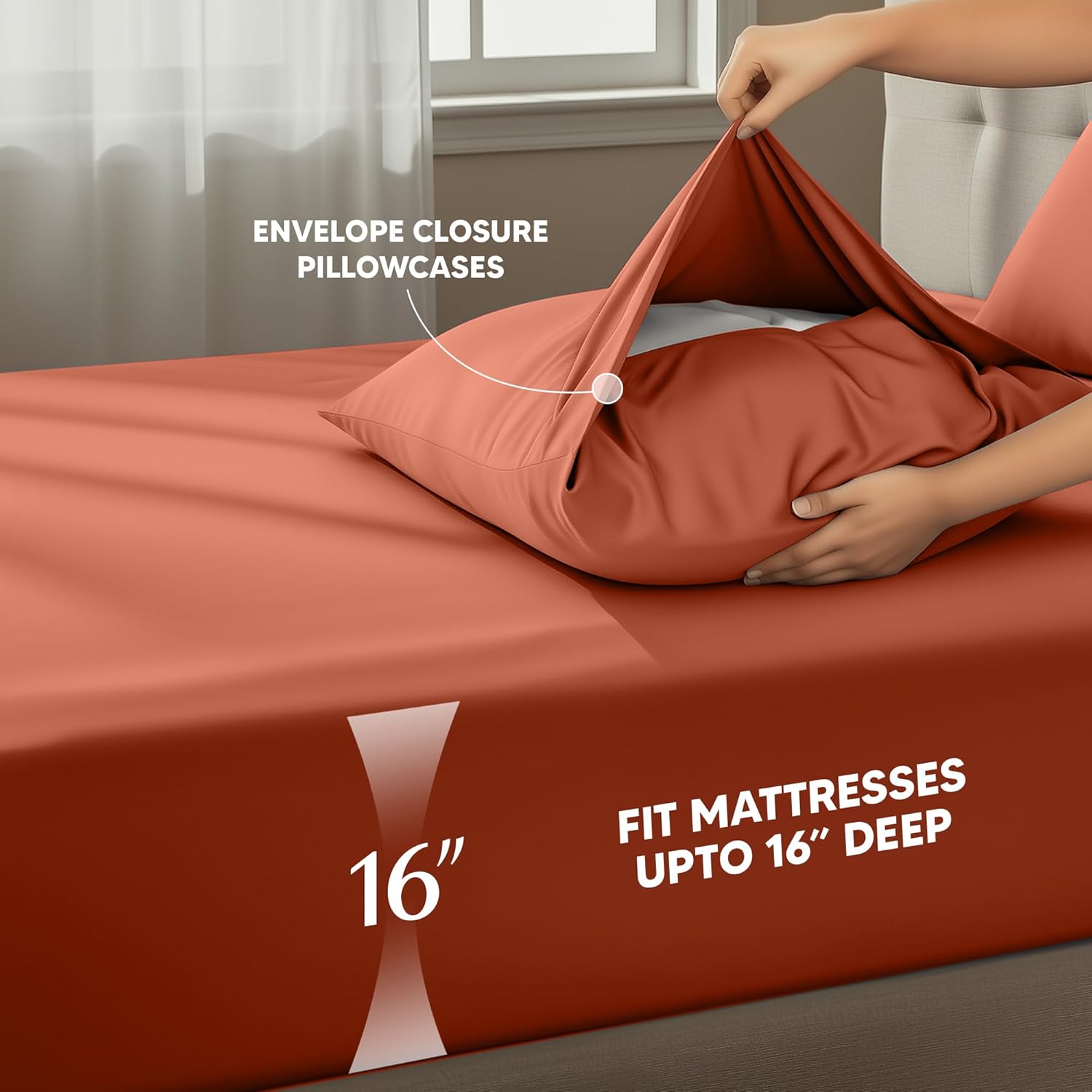 Utopia Bedding King Size Sheet Set - Soft, Breathable Microfiber | 4-Piece in Orange, Oeko Tex Certified
