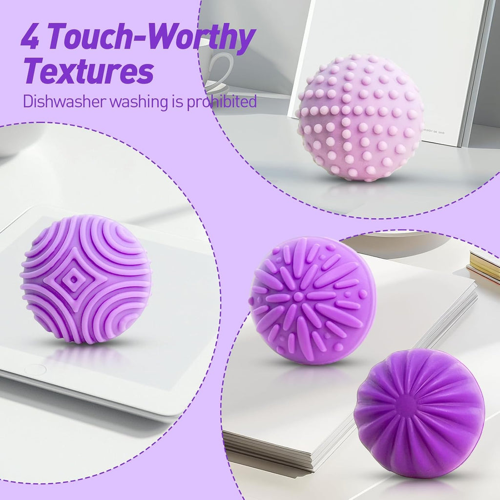Skiennix Fidget Toys - Magnetic Stress Balls for Adults & Teens | 8pcs Silicone Sensory Relief Set - Lavender
