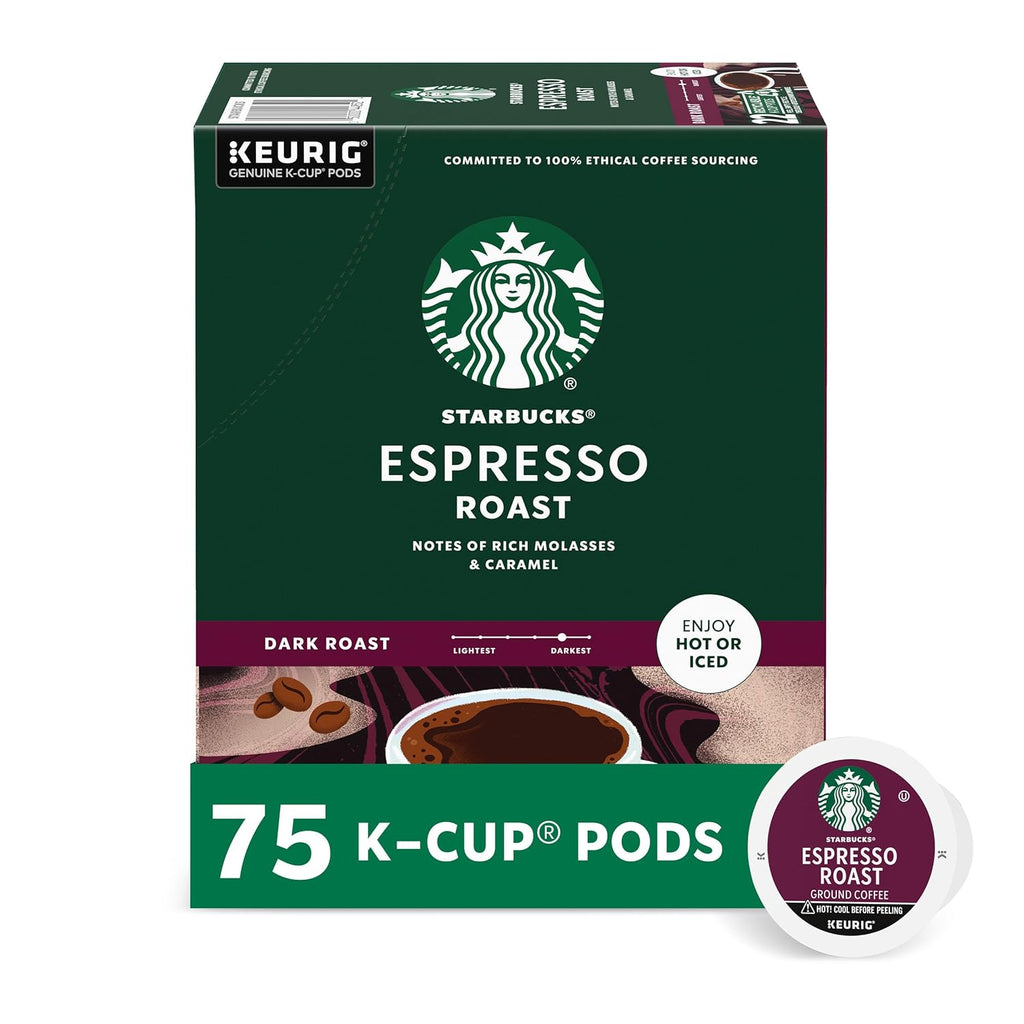 Starbucks K-Cup Coffee Pods - Dark Roast Espresso Blend for Keurig | 100% Arabica, 75 Pods