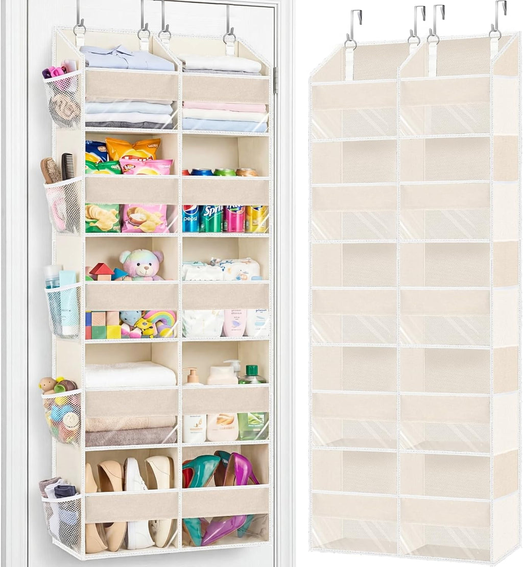 Ofiray-Home Over The Door Organizer - Extra Large 5-Tier Storage with 10 Compartments | Beige, 80 lbs Capacity