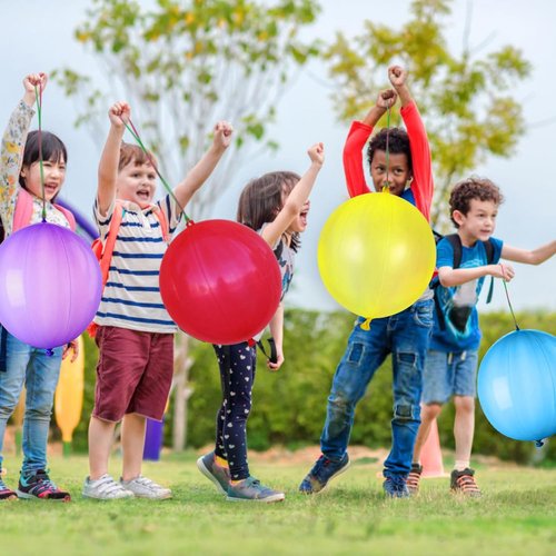 LEEZZIZZ Punch Balloons - 30Pcs Thickened Neon Party Favors for Kids | Heavy-Duty Bouncy Balls