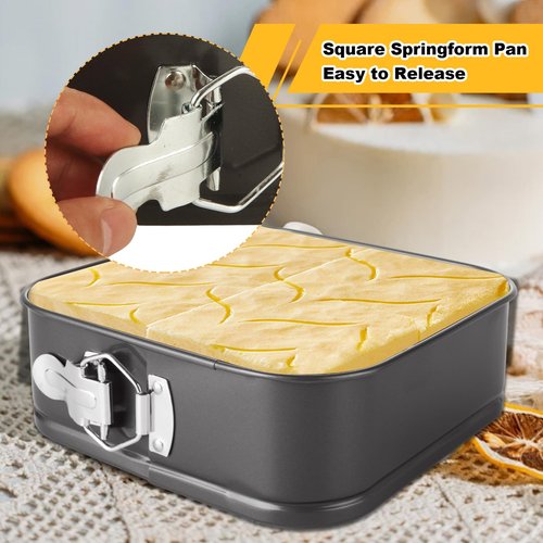 GBACHOOSE 3PCS Square Springform Pan with Removable Bottom 8 inch/9 inch/10 inch Springform Cake Pan Non-stick Square Bakeware for Cake, Cheesecakes, Pizza, and Quiches