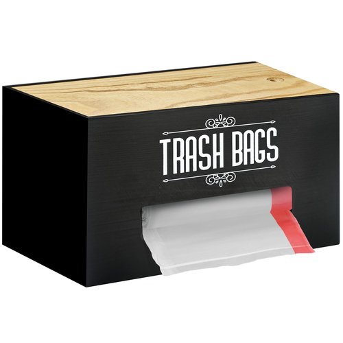 [MG Prime Product] Trash Bag Dispenser, Garbage Bag Holder, Trash Bag Organizer Wall Mount, Wooden Trash Bag Roll Holder for Plastic Bags Countertop, Trash Bag Stand, Outdoor Trash Bag Holder