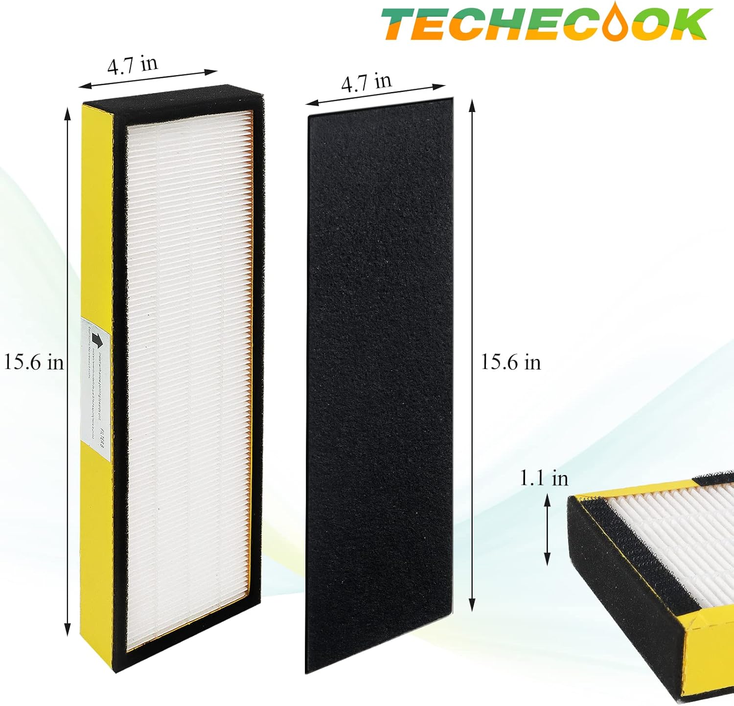 Techecook FLT4825 Filter B Replacement - 2 True H13 Filters & 8 Activated Carbon Pre-Filters for G-Guardian Air Purifiers