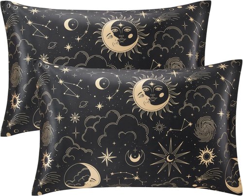 EXQ Home Satin Pillowcase Set - Black Silk Pillowcases for Hair & Skin | Queen Size 20x30 Inches, 2 Pack
