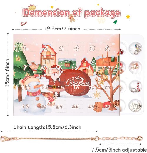Advent Calendar 2025 - Girls' Pink DIY Charm Bracelet | 24-Day Xmas Countdown Gift for Teens