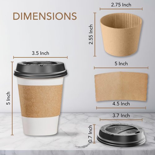 400-Pack 12 oz Disposable Hot Coffee Cups With Lids and Sleeves, To Go Coffee Cups with Lid 12 oz, Hot Cocoa Cup with Lids & Sleeves, Chocolate Paper Cup with Lids for Tea & Cocoa