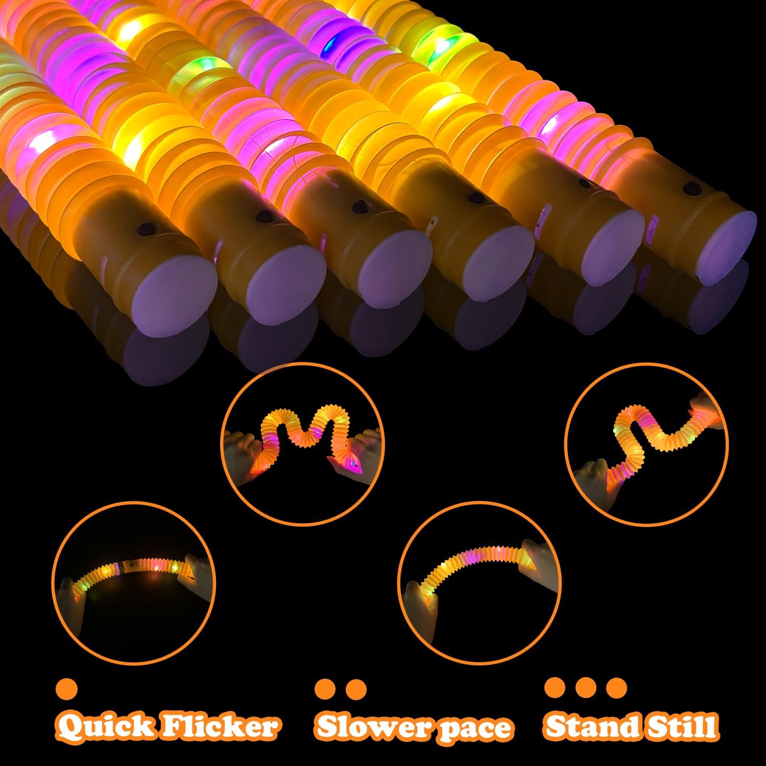 Skiennix Orange Graduation Glow Sticks - 12-24 PCS Light Up Bracelets & Necklaces | Perfect Party Favors for Kids