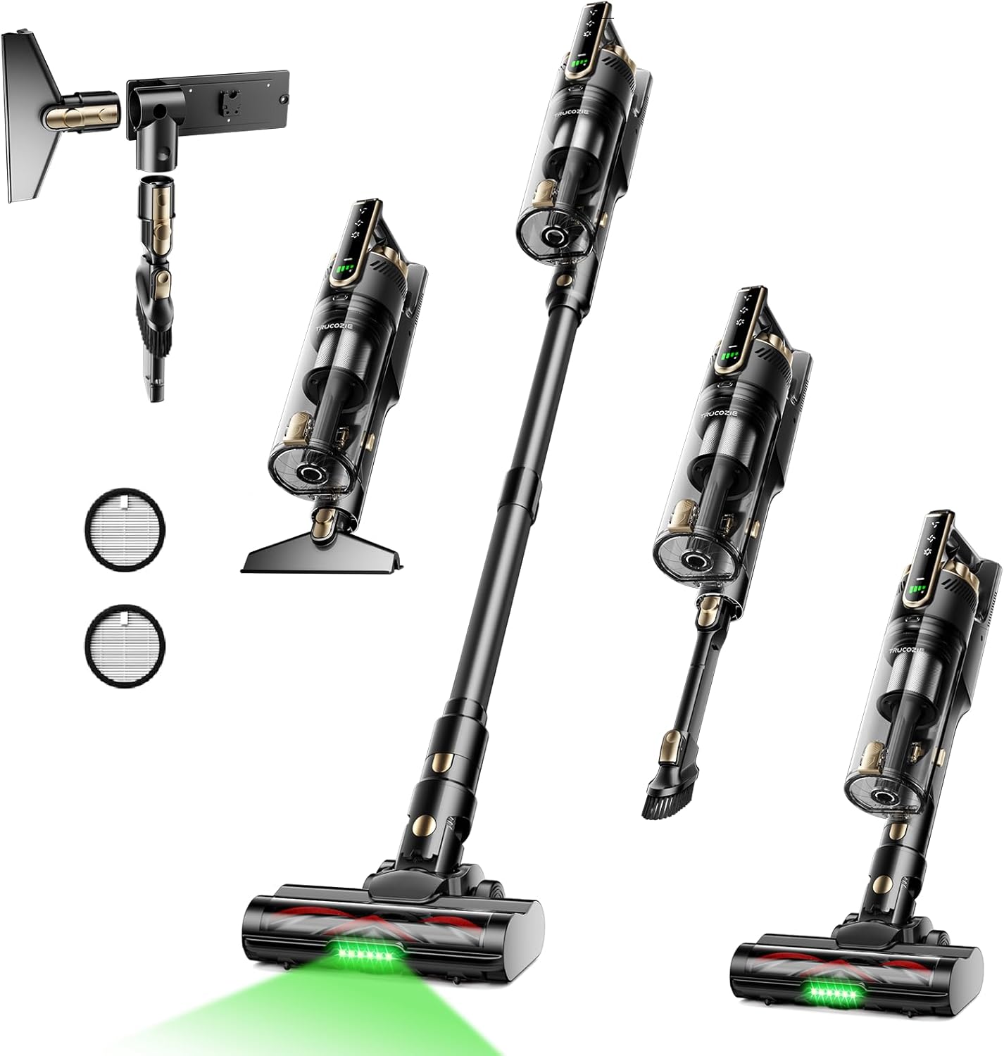 Trucozie Cordless Vacuum Cleaner - Lightweight Self-Standing Design | 50 Mins Runtime, Powerful Suction for Home & Pet Hair