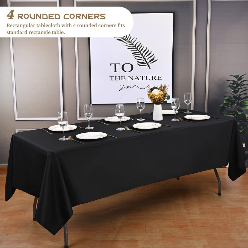 Showgeous 8 Pack Black Round Tablecloth 120 Inch Polyester Table Cloth for Tables - Washable Decorative Fabric Covers for Wedding, Dining, Party, Banquet, Buffet
