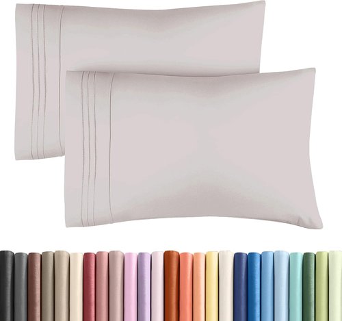 King Pillow Cases by [Brand Name] - Ultra Soft Hotel Quality Covers | Wrinkle-Free, Stain & Fade Resistant - Light Grey, Set of 2