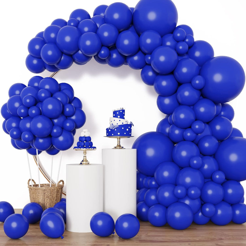 RUBFAC Royal Blue Balloon Set - 129 Pieces in Various Sizes for Graduation, Birthday & Party Decor
