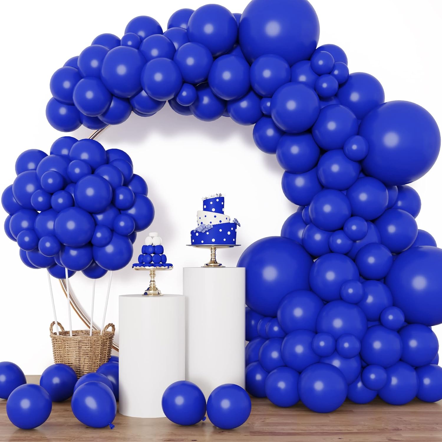 RUBFAC Royal Blue Balloon Set - 129 Pieces in Various Sizes for Graduation, Birthday & Party Decor