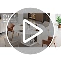 47-Inch Round Faux Marble Dining Table with Storage Cabinet and Fridge Space