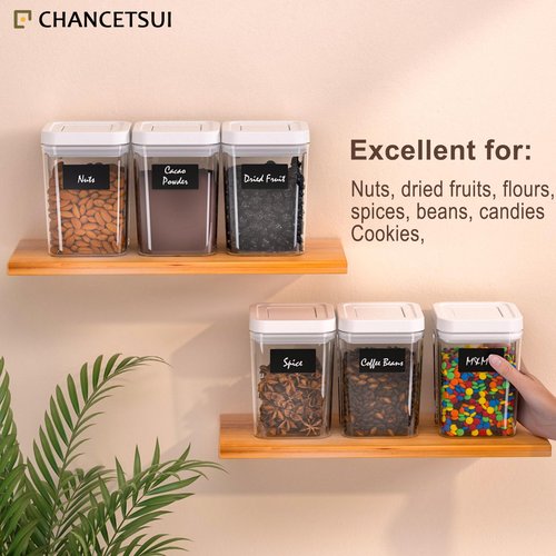 CHANCETSUI Airtight Kitchen Food Storage Containers: Clear Plastic Pantry Organizer with Lids for Baking Ingredients, 4-Piece Canister Set, 1.1 qt /1 L