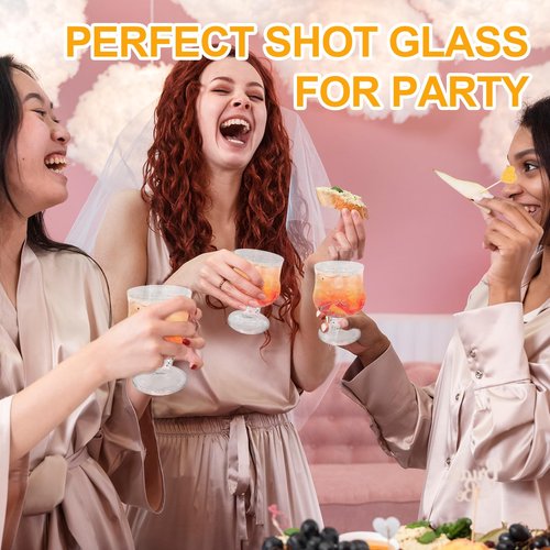 BUWUSMU 24 Pcs Shot Glass Bulk Set 1.5 oz Mini Cute Shot Glasses Cordial Glasses with Stem Sherry Glasses Clear Shot Glassware for Wine Liqueur Tequila Whiskey Beverage Wedding Party Bar Supplies