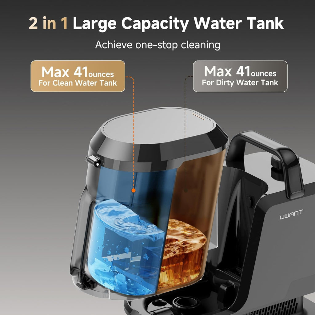 Skiennix Carpet Cleaner Machine - 18Kpa Powerful Suction with Steam & Hot/Cold Water System | Pet Pro Upholstery Cleaner (Americano)