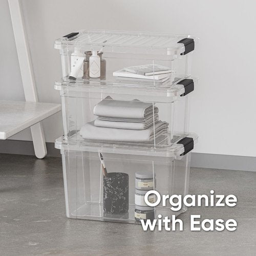 Superio Clear Storage Boxes with Lids, 7.4 Quart BPA Free Plastic Containers, Bins for Organizing, Stackable Crates, Organizer Totes for Home, Office, School, and Dorm