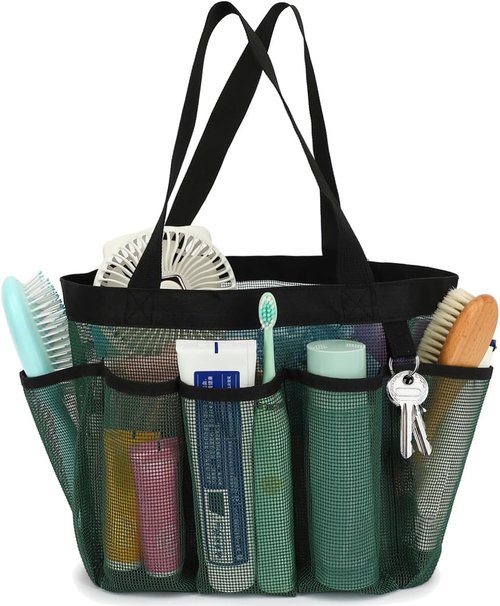 Fammart Mesh Shower Caddy - Portable 8-Pocket Tote Bag for College Dorms, Toiletries & Gym Essentials