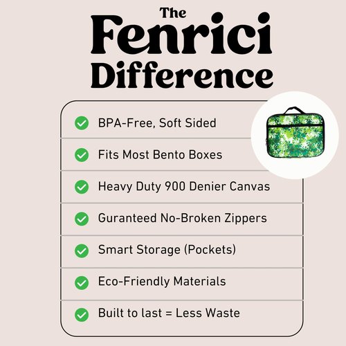 Fenrici Lunch Box for Boys, Kids, Boy's Lunch Box for School, Insulated Lunch Bag for Preschool, K-6, Soft Sided Compartments, Spacious, BPA Free, Food Safe,10.8in x 8.5in x 2.8in, Green Pixel