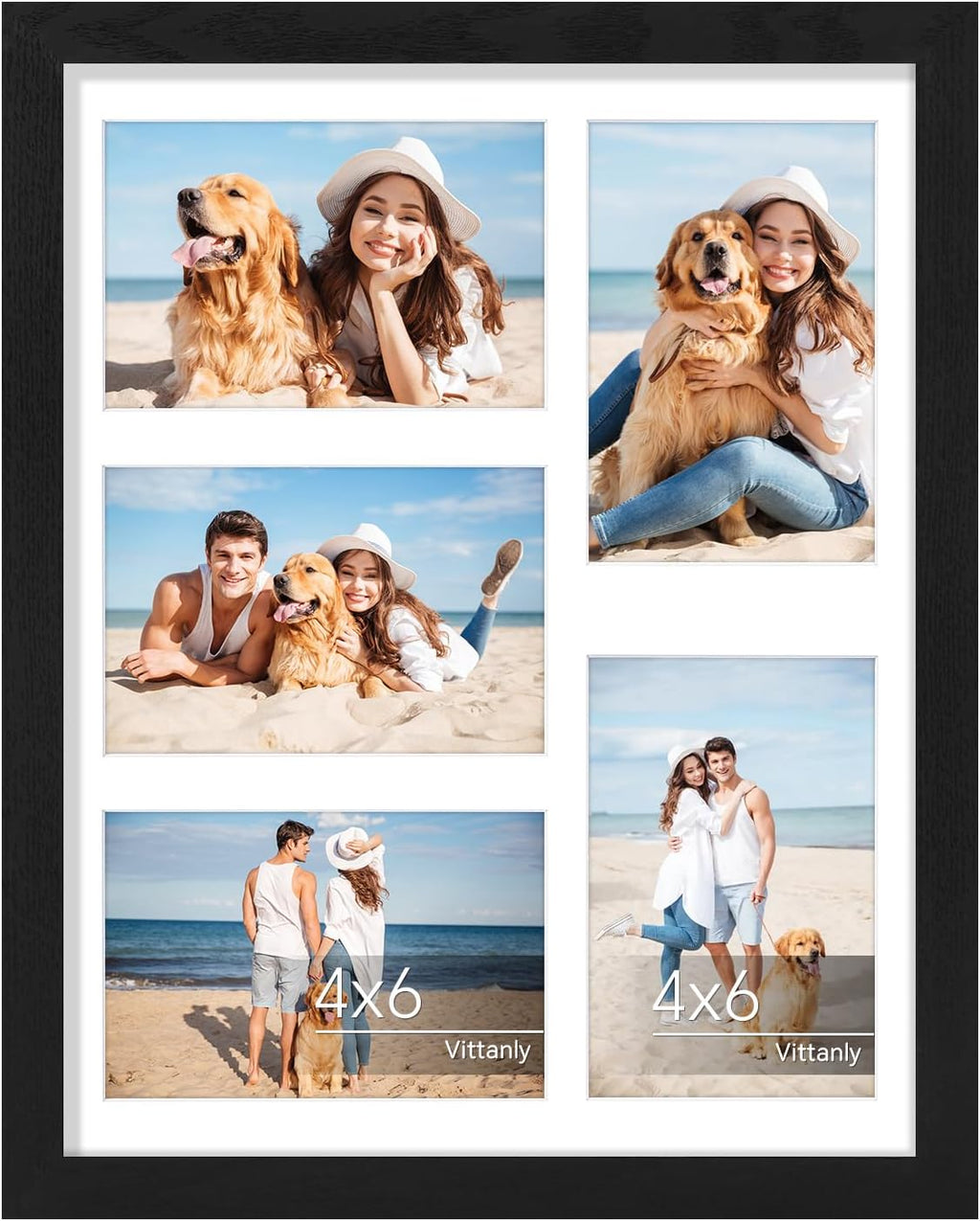 Vittanly 11x14 Collage Picture Frame - Displays 5x 4x6 Photos or 1x 11x14 Without Mat - Black Wall Decor