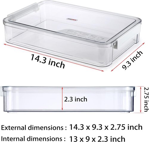 BTSKY Plastic Storage Containers - 2 Pack Portable Document Organizers with Lids | Stackable A4 File Boxes (Big, White)