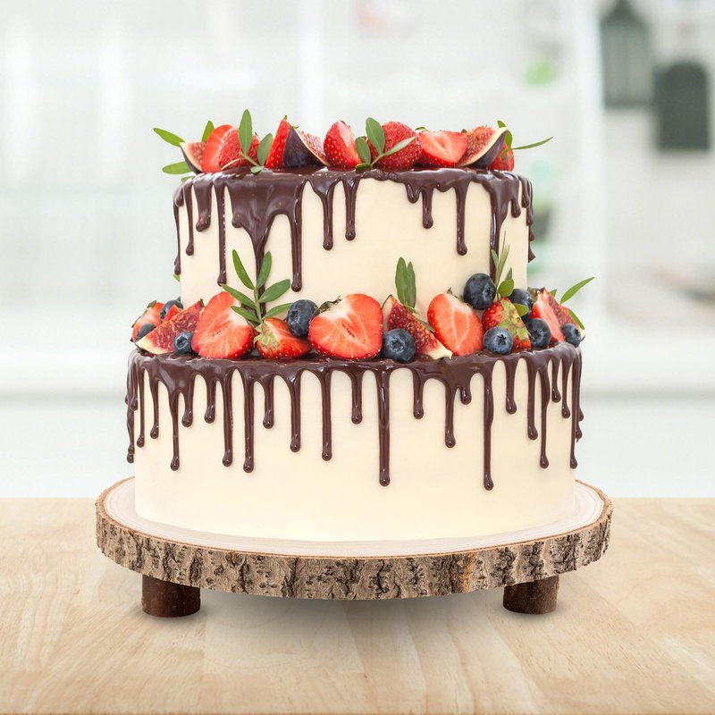 Ruizhihu Wood Cake Stand, 10-11 Inch Wood Slice With Legs, Rustic Slice Cake Stand, for Wedding Table Centerpieces, Woodlandthemed Parties, Event, Birthday Party