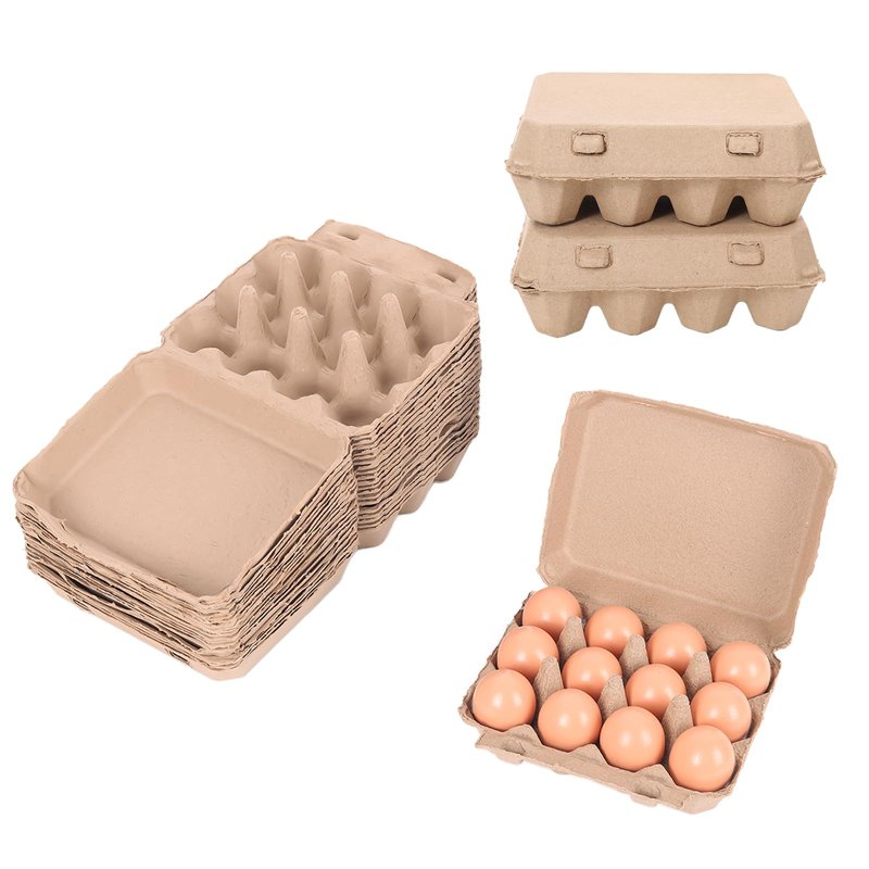 Ccuiicy 20 Pack Egg Cartons Bulk, 3x4 Style Reusable Empty Natural Paper Pulp Egg Cartons, Sturdy Design Egg Holder Containers for Fresh Chicken Eggs