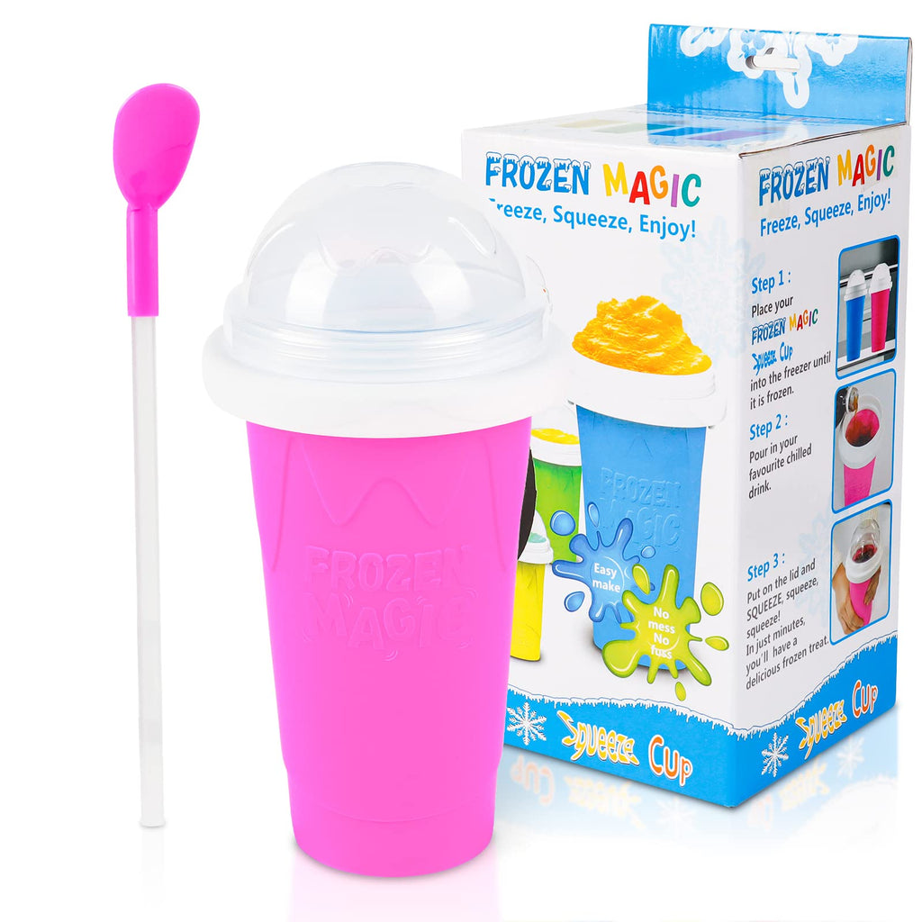 VOIEOV DIY Slushy Maker Cup - Quick Frozen Magic Slushie Cup, Portable Double Layers Cool Slushee Maker For MilkShake, Juice, Ice Cream Make & More, Super Fun & Cool Stuff Gift For Everyone, Pink