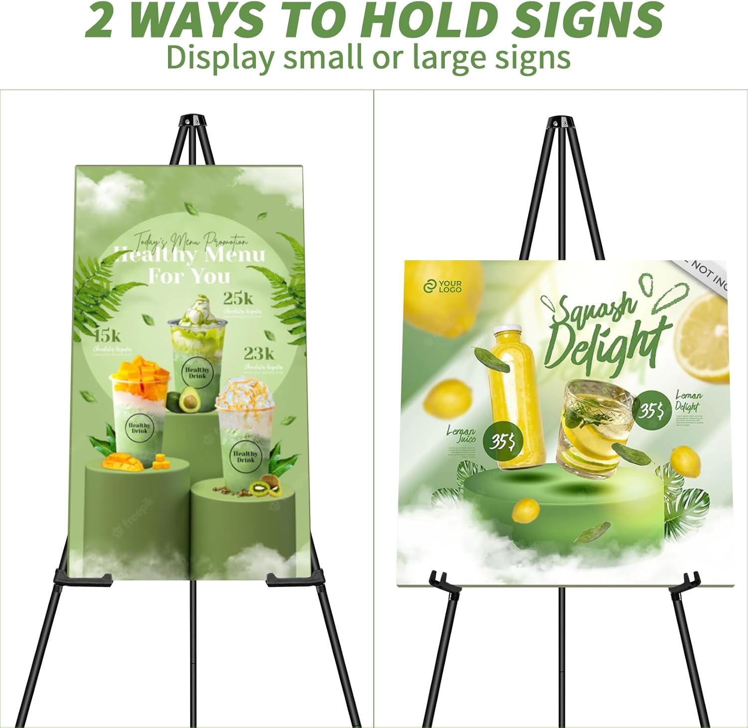 PUJIANG 63" Metal Easel Stand - 3 Pack Display Stands for Pictures, Signs & Art | Includes Carrying Bag