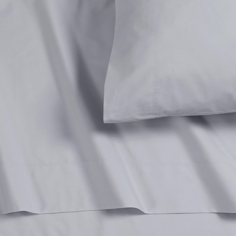 Tribeca Living Cotton Percale King Size Bed Sheet Set, 300 Thread Count, Extra Deep Pockets, Soft Grey