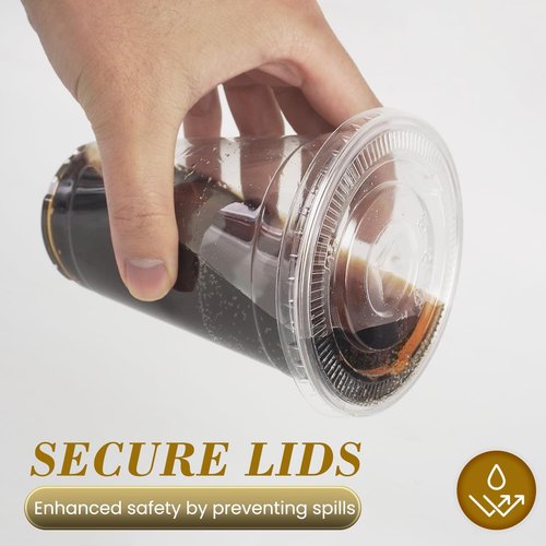 Ginkgo 20oz Clear Plastic Iced Coffee Cups - 100-Pack, Leak-Proof & Sturdy Disposable To-Go Cups for Smoothies & Beverages