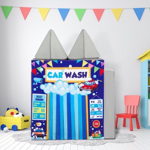 2pcs Play Panel for Kids Play Couch Children’s Foam Sofa Couch Panel for Toddler Modular Portable Sofa Playroom Furniture Accessories Home Game Gifts (Car Wash Store, Play Couch not Included)