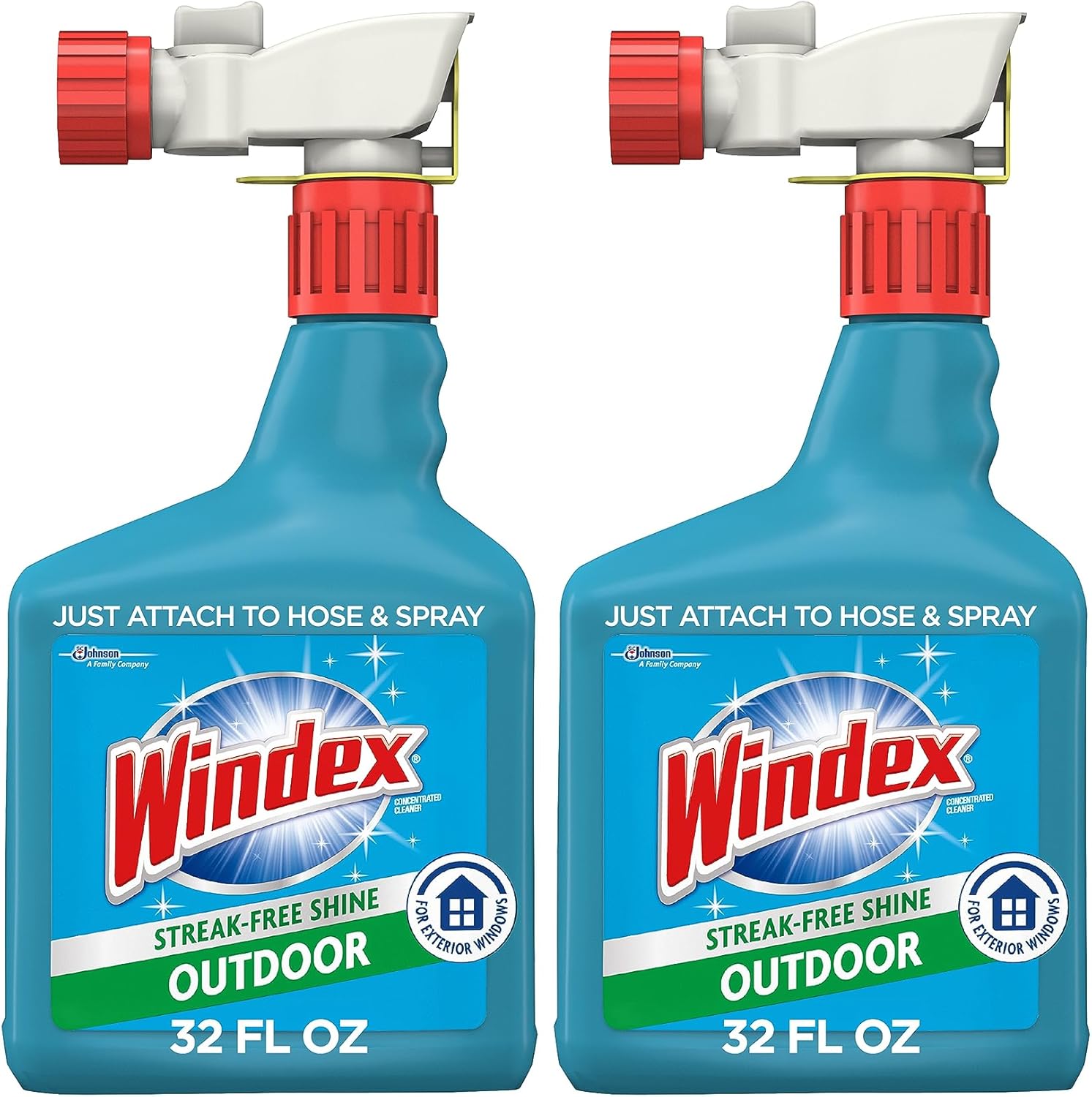 Windex Outdoor Window & Glass Cleaner - Ammonia-Free Concentrated Formula | 32 Fl Oz (Pack of 2)