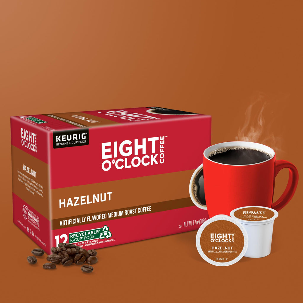 Eight O'Clock Coffee Hazelnut, Single-Serve Coffee K-Cup Pods, Medium Roast, 72 Count
